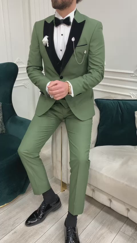 Olive Green Dovetail Slim-Fit Italian Cut Tuxedo