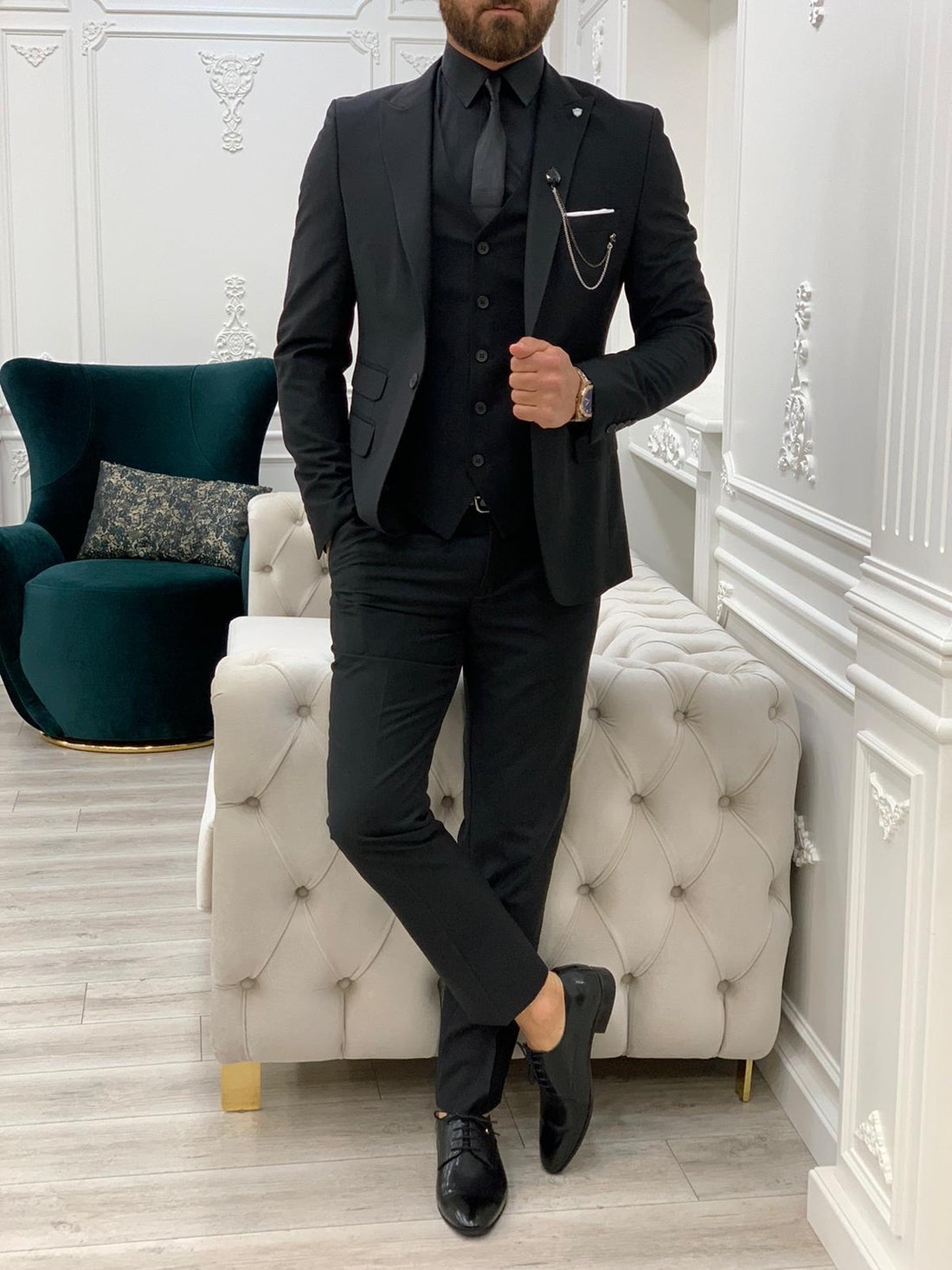 Black Slim-Fit Italian Cut Suit