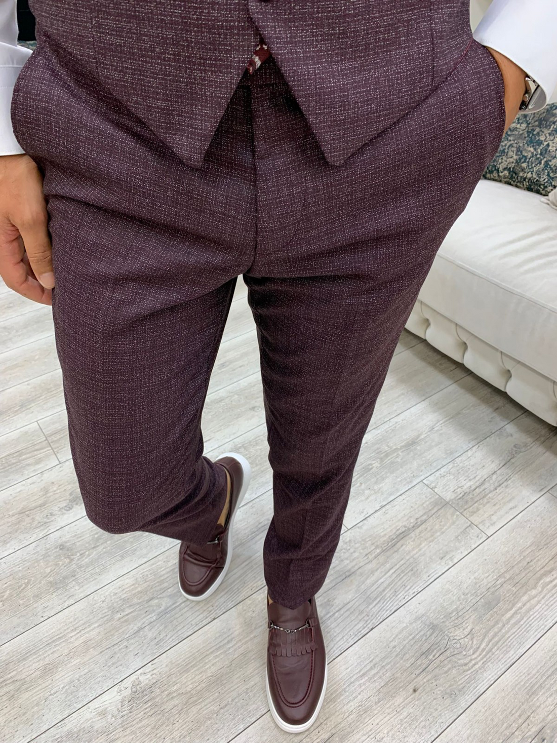 Burgundy Slim-Fit Italian Cut Suit