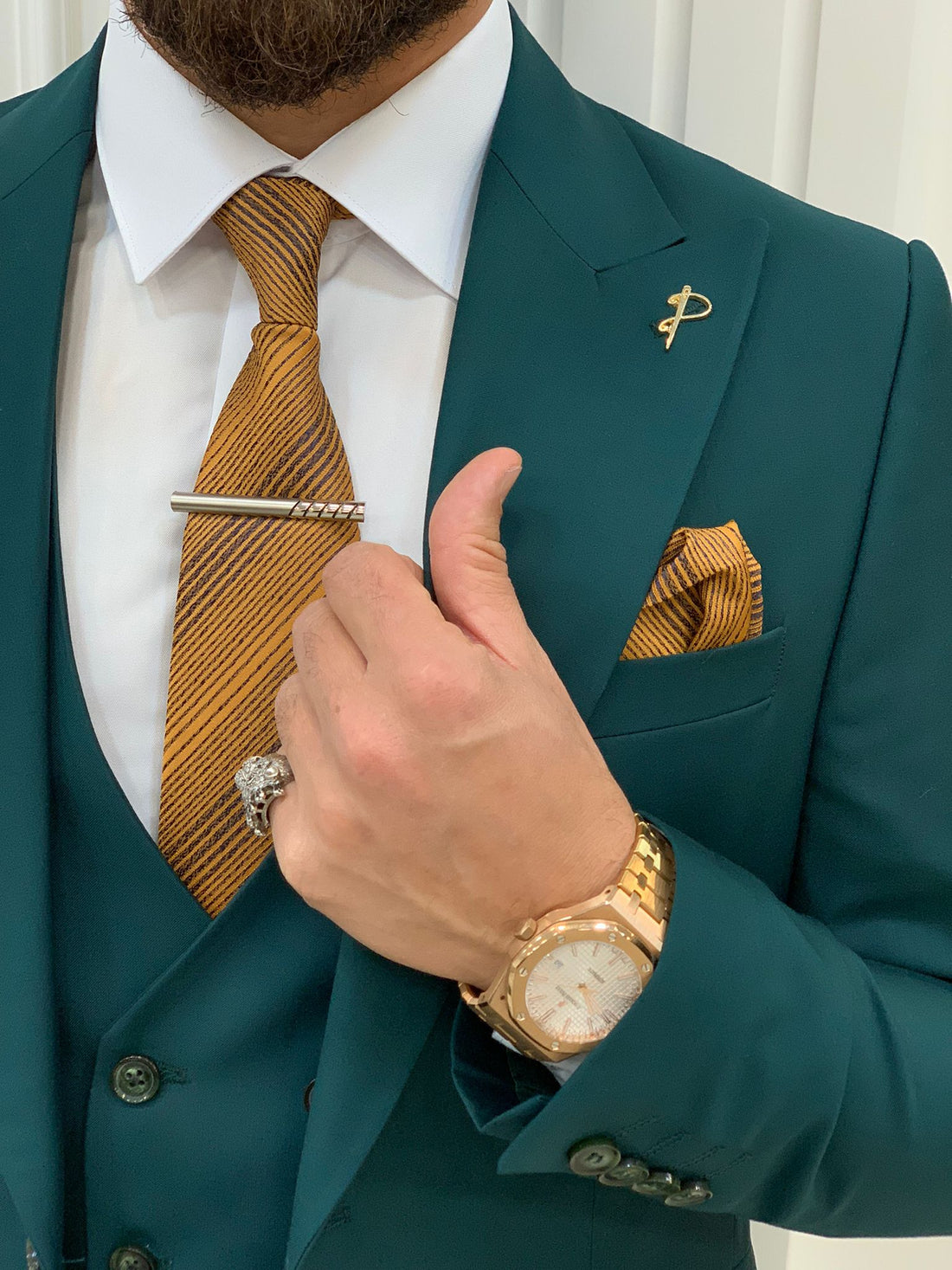 Green Slim-Fit Italian Cut Suit