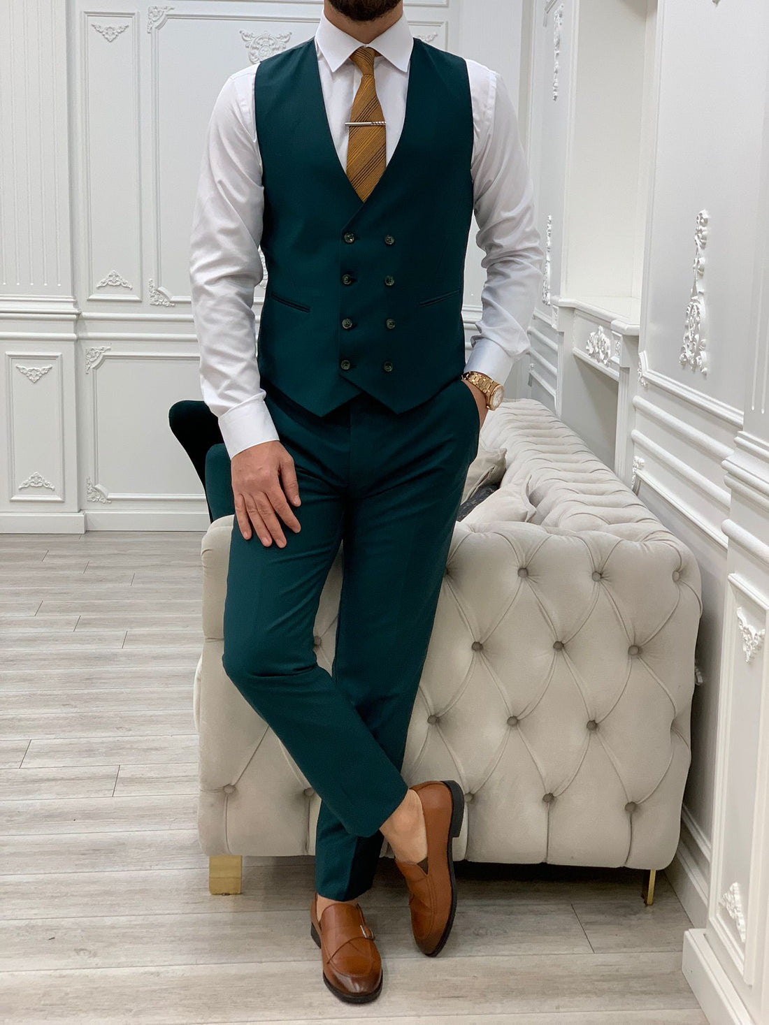 Green Slim-Fit Italian Cut Suit