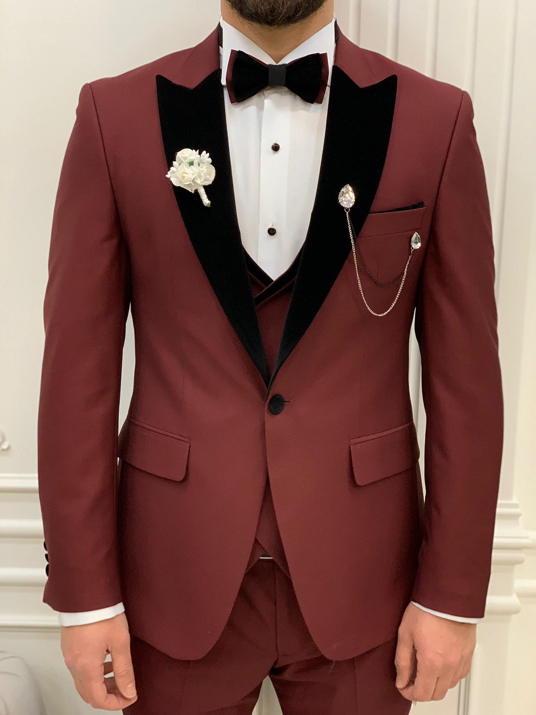 Burgundy Dovetail Slim-Fit Italian Cut Tuxedo