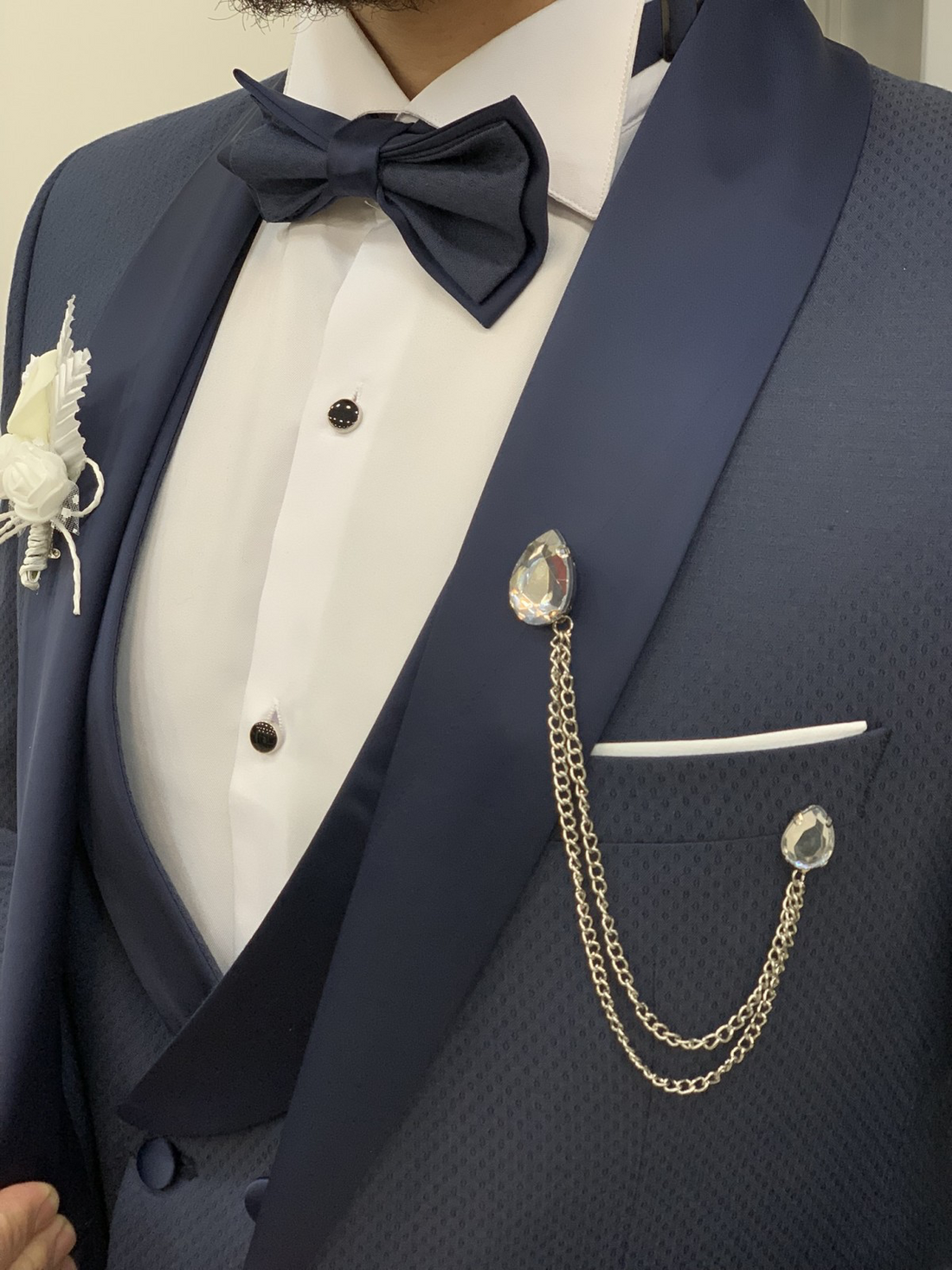 Dark Navy Blue Shawl Collar Slim-Fit Italian Cut Tuxedo