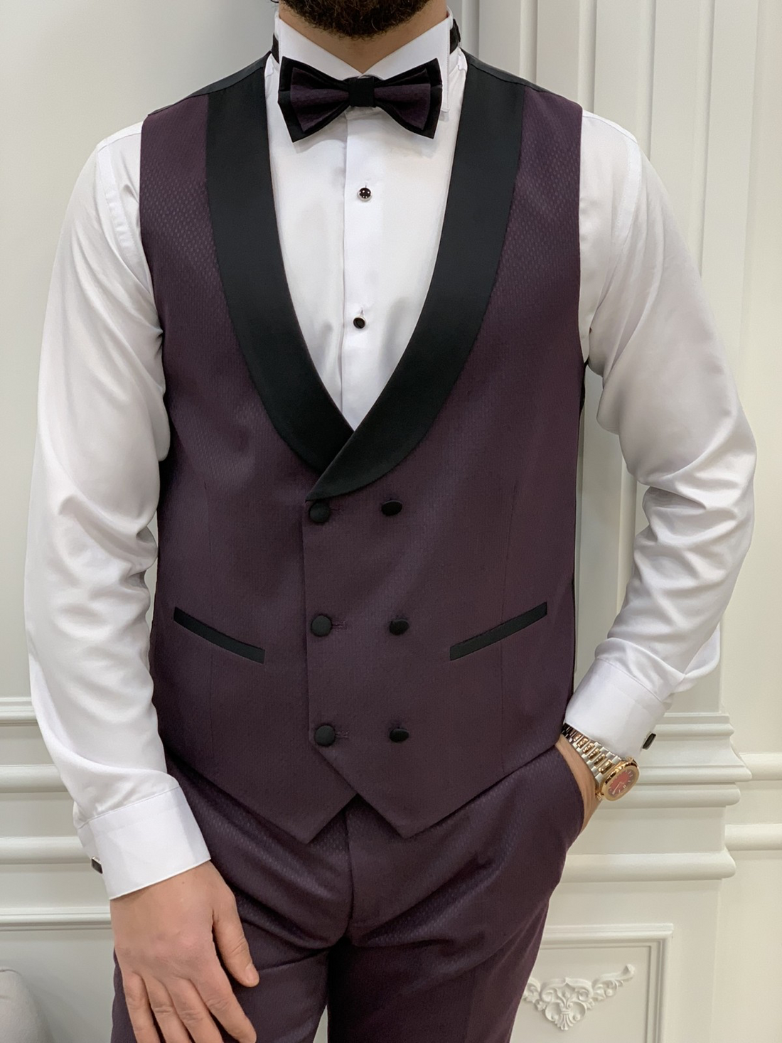 Dark Purple Shawl Collar Slim-Fit Italian Cut Tuxedo