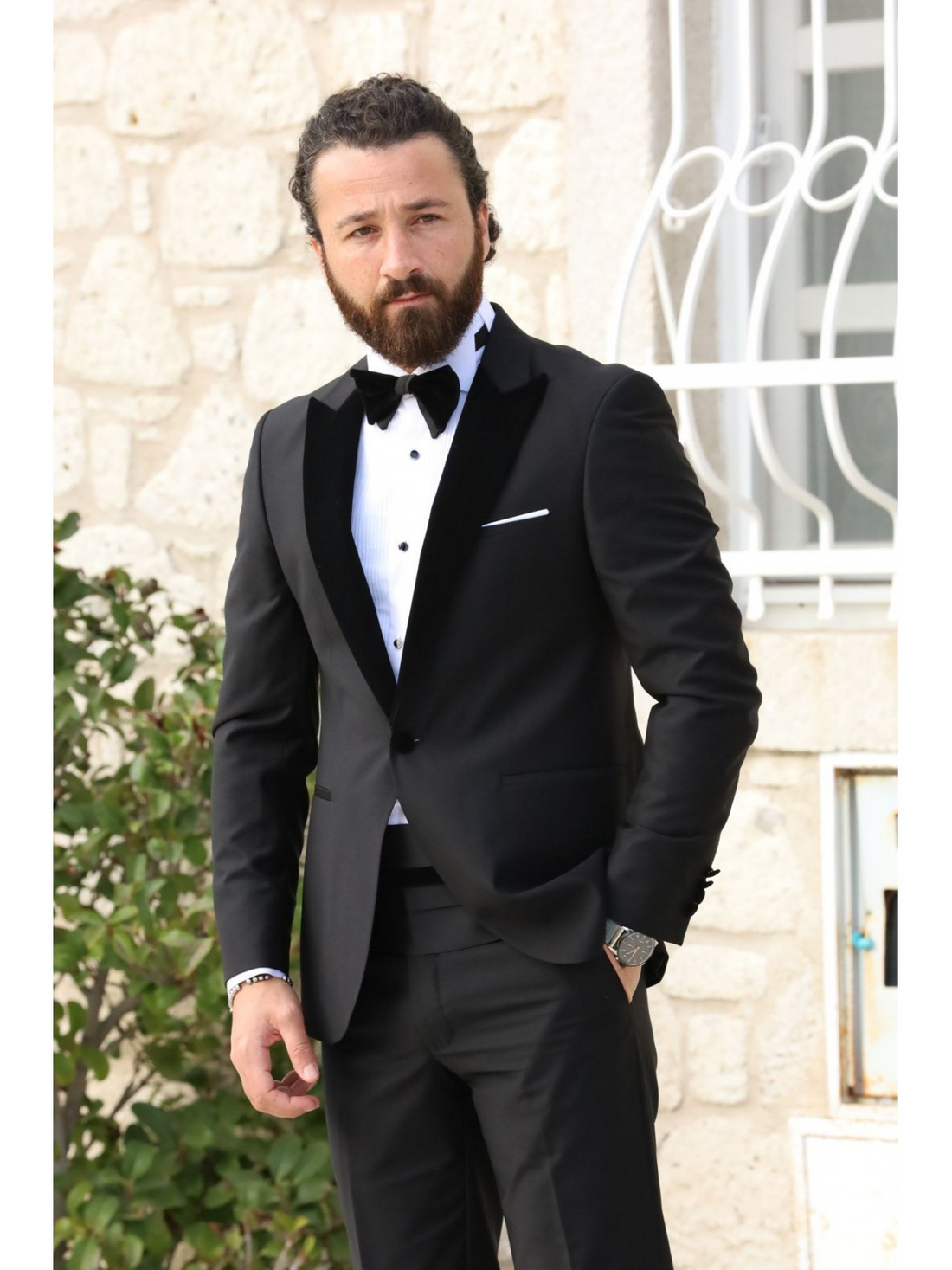 Black Groom Slim-Fit Italian Cut Tuxedo