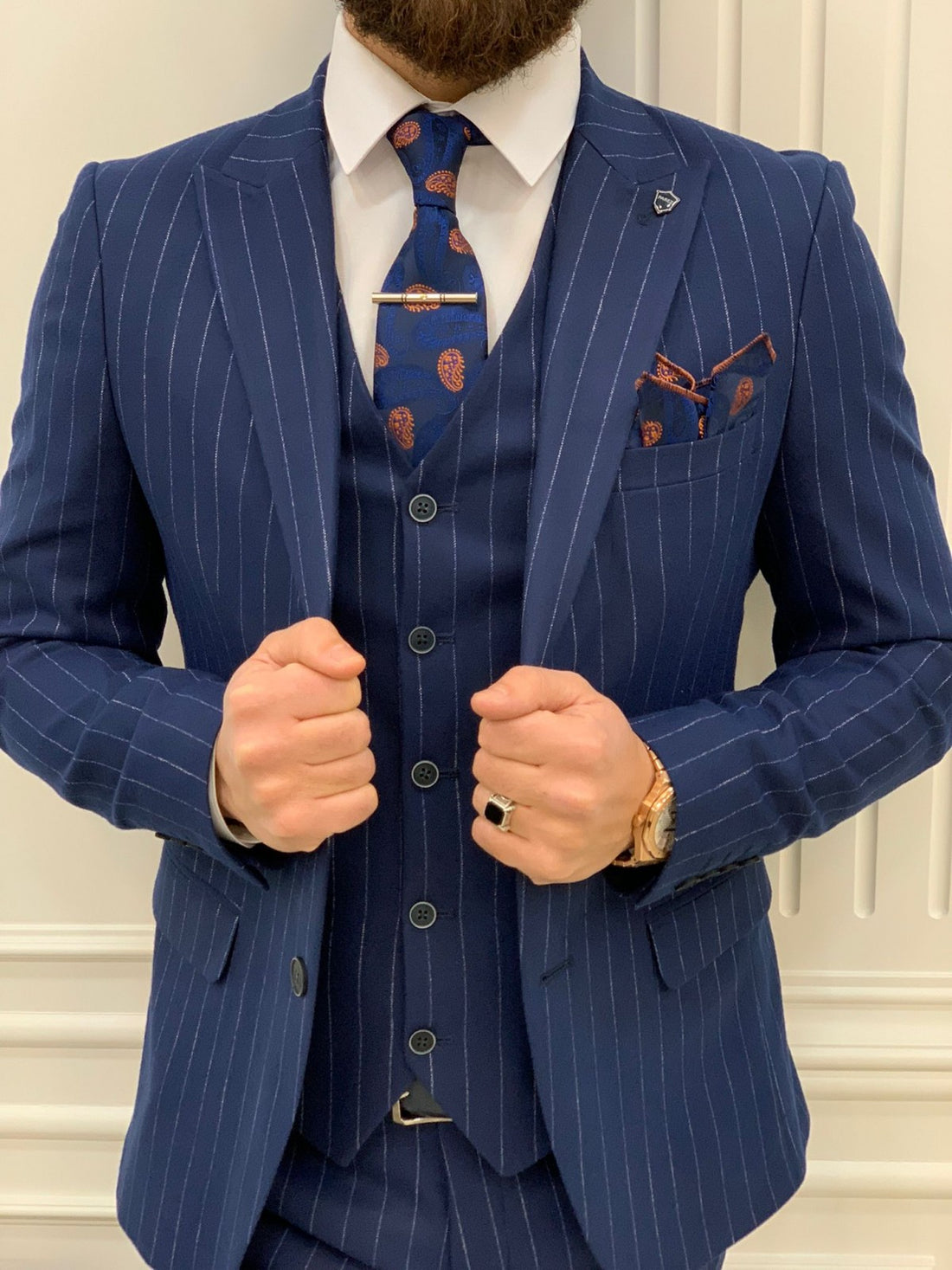 Sax Striped Slim-Fit Italian Cut Suit