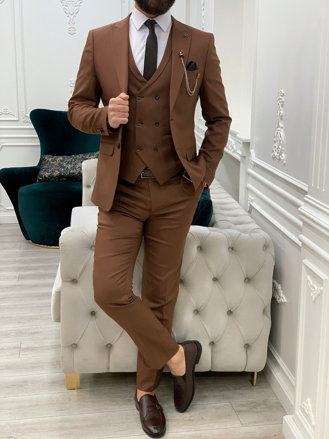 Brown Slim-Fit Italian Cut Suit