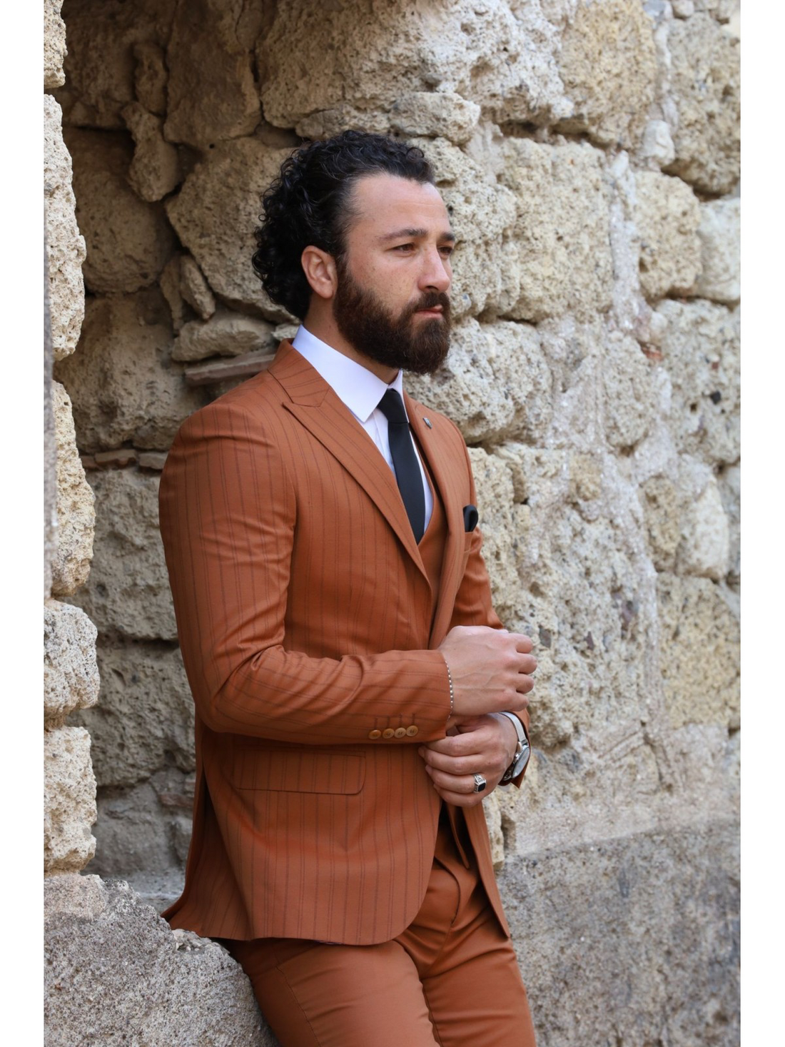 Tile Striped Slim-Fit Italian Cut Suit