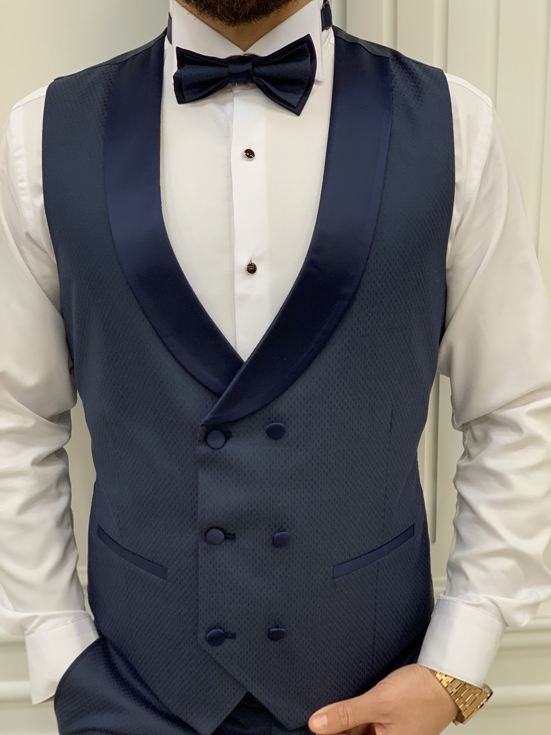 Dark Navy Blue Shawl Collar Slim-Fit Italian Cut Tuxedo