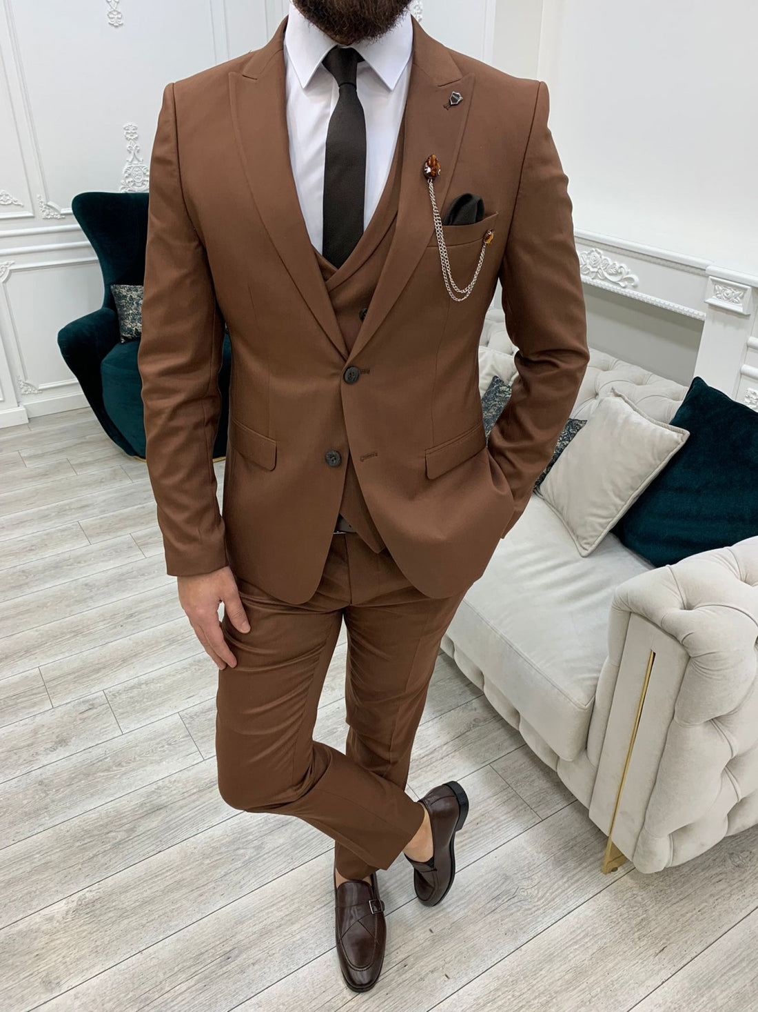 Brown Slim-Fit Italian Cut Suit