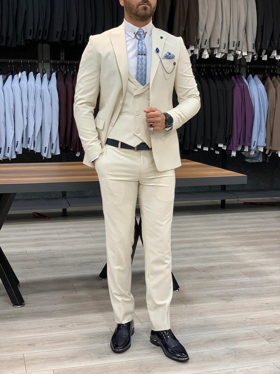 Cream Slim-Fit Italian Cut Suit