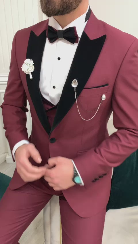 Burgundy Dovetail Slim-Fit Italian Cut Tuxedo