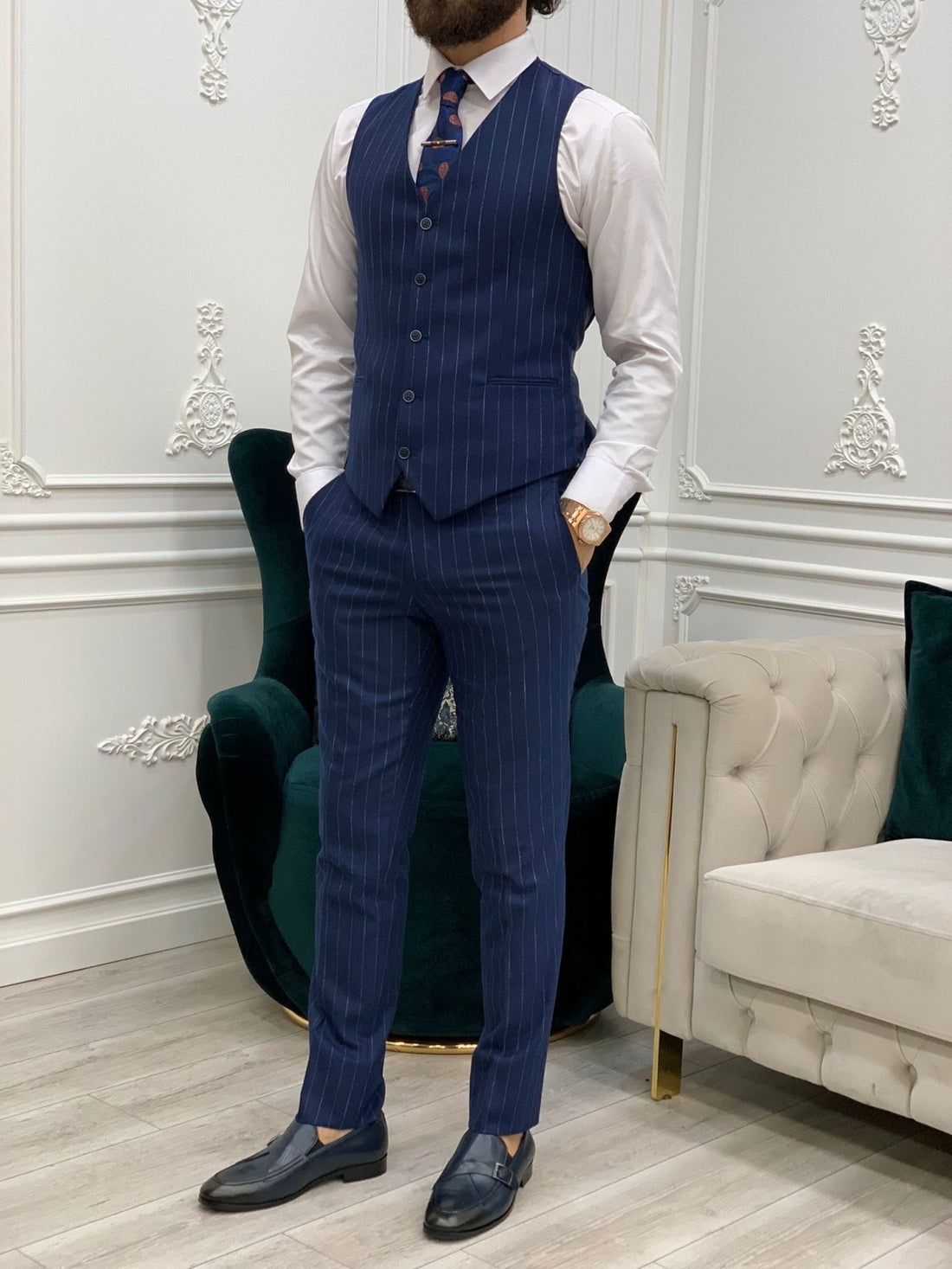 Sax Striped Slim-Fit Italian Cut Suit