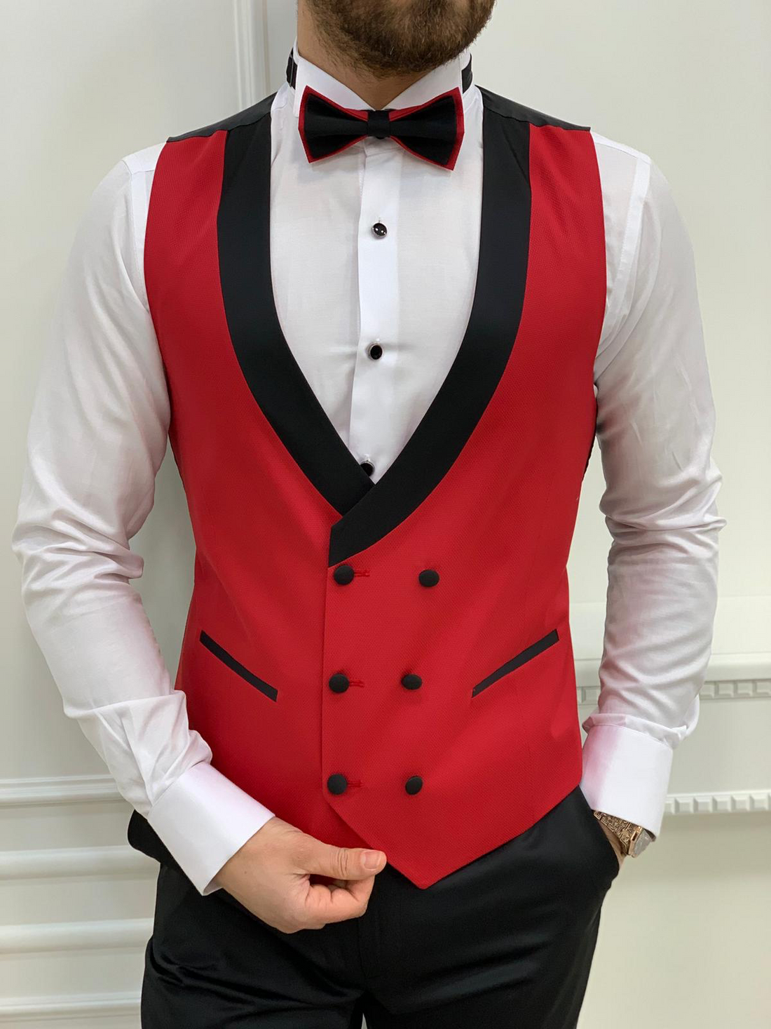 Red Slim-Fit Italian Cut Tuxedo