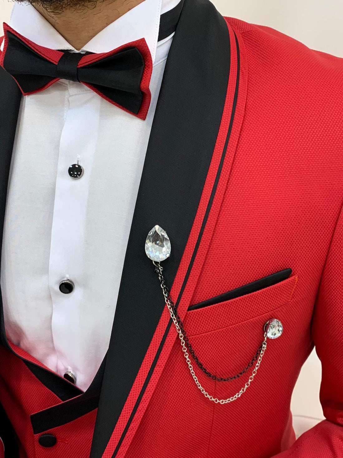 Red Striped Slim-Fit Tuxedo