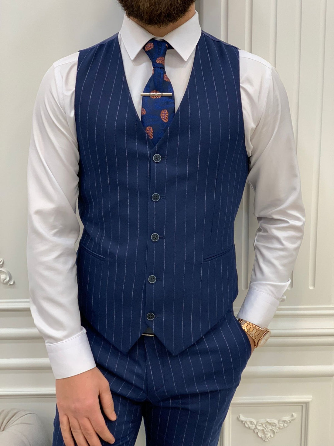 Sax Striped Slim-Fit Italian Cut Suit