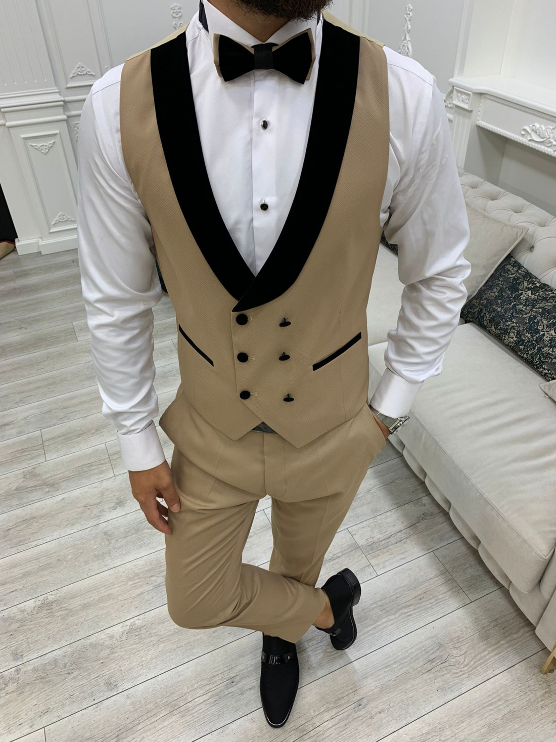 Cream Groom Slim-Fit Tuxedo