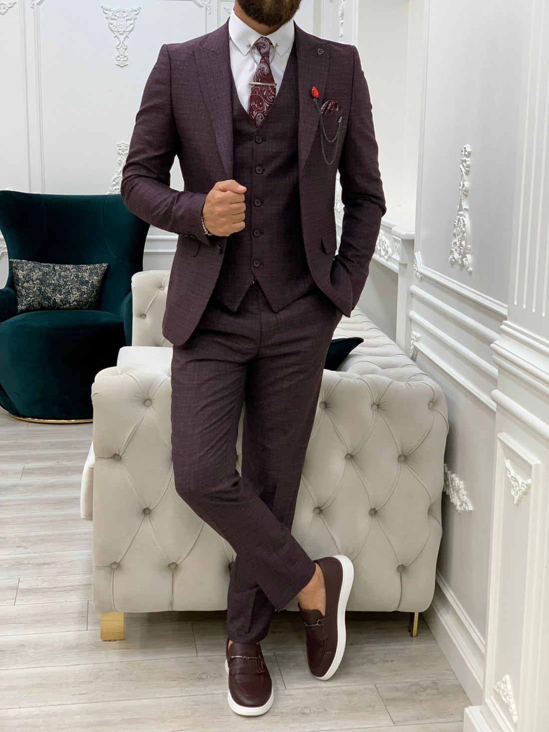 Burgundy slim fit blazer best sale