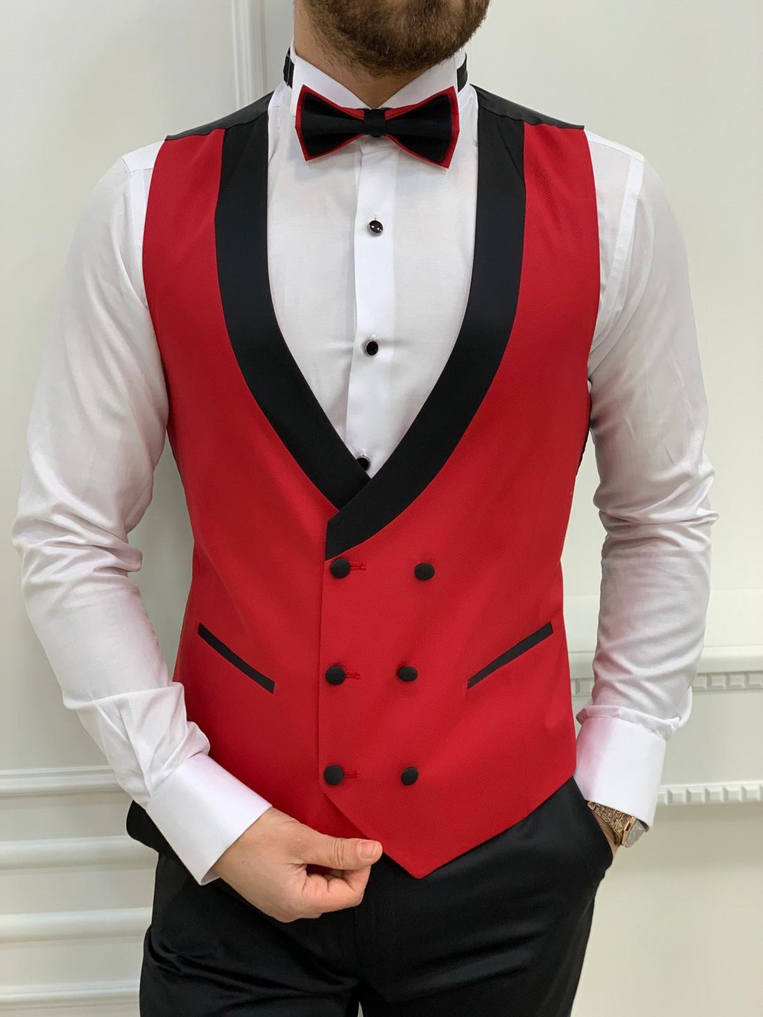 Red Striped Slim-Fit Tuxedo