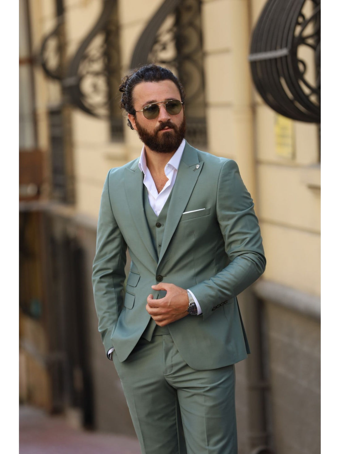 Light Green Slim-Fit Italian Cut Suit