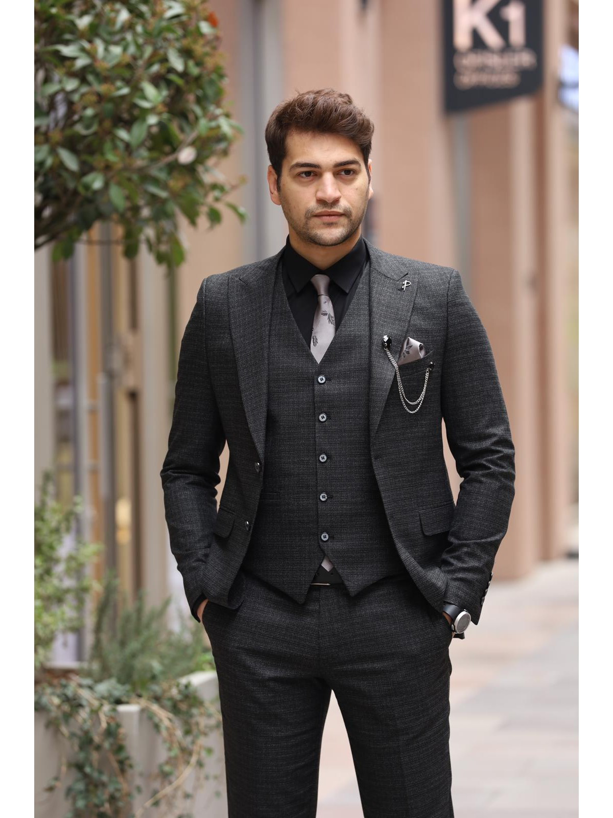 3-Piece Black Slim Fit Suit – House of Gentlemen BW