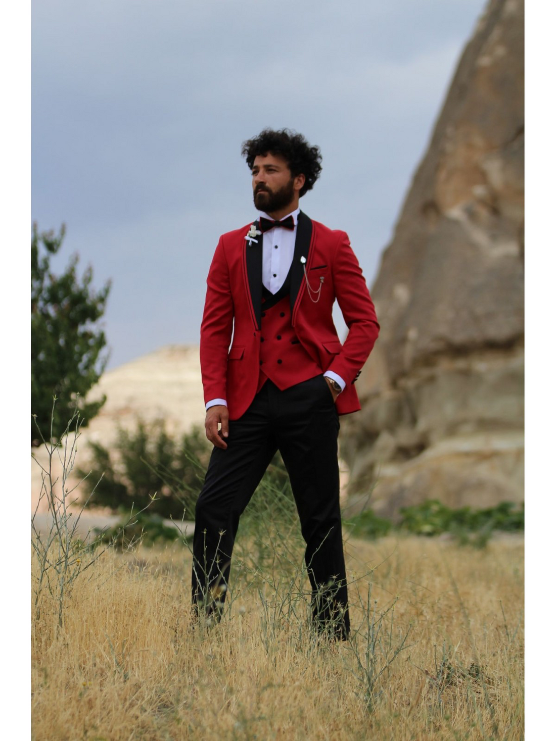 Red Slim-Fit Italian Cut Tuxedo