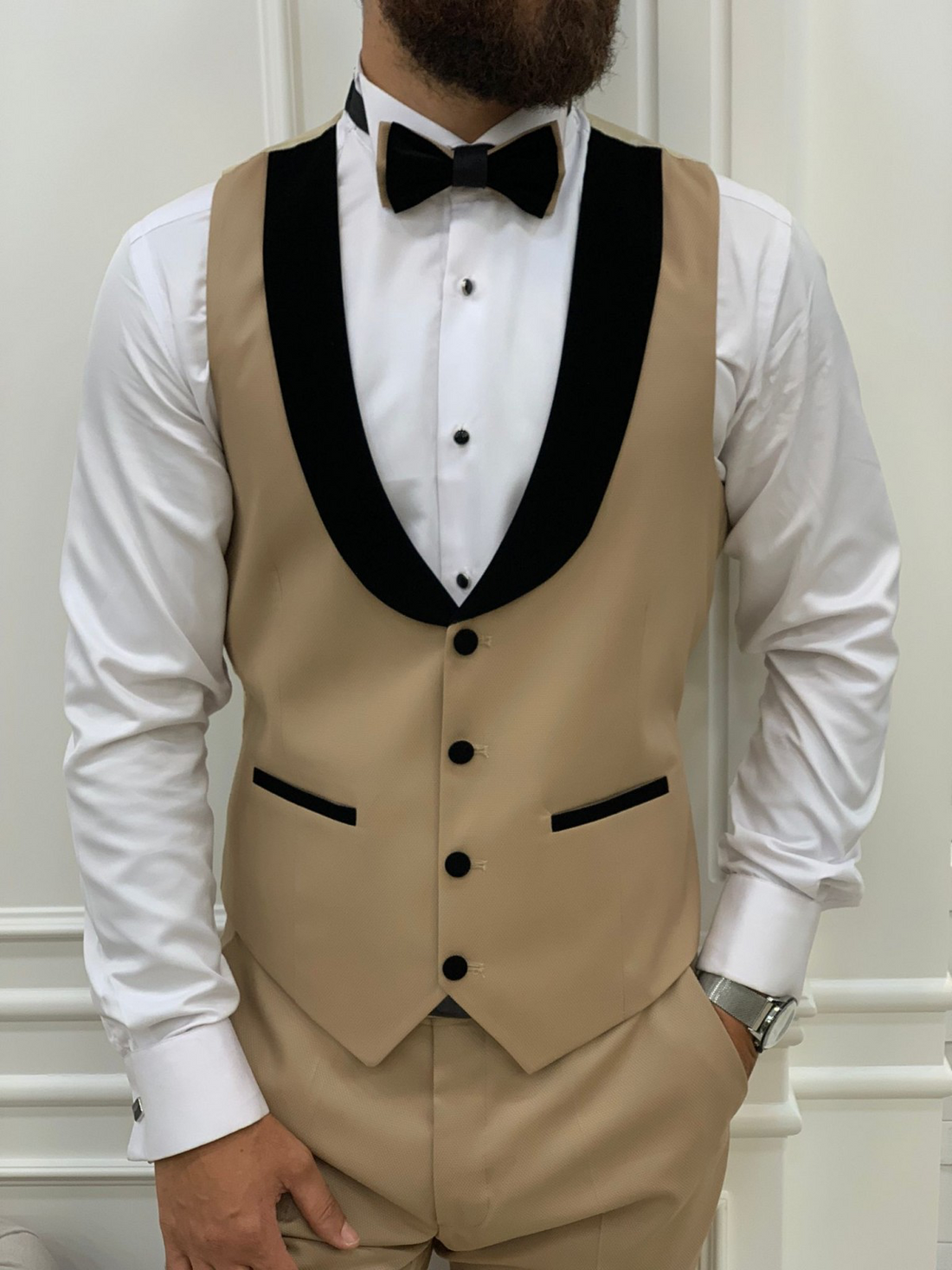 Cream Groom Slim-Fit Tuxedo