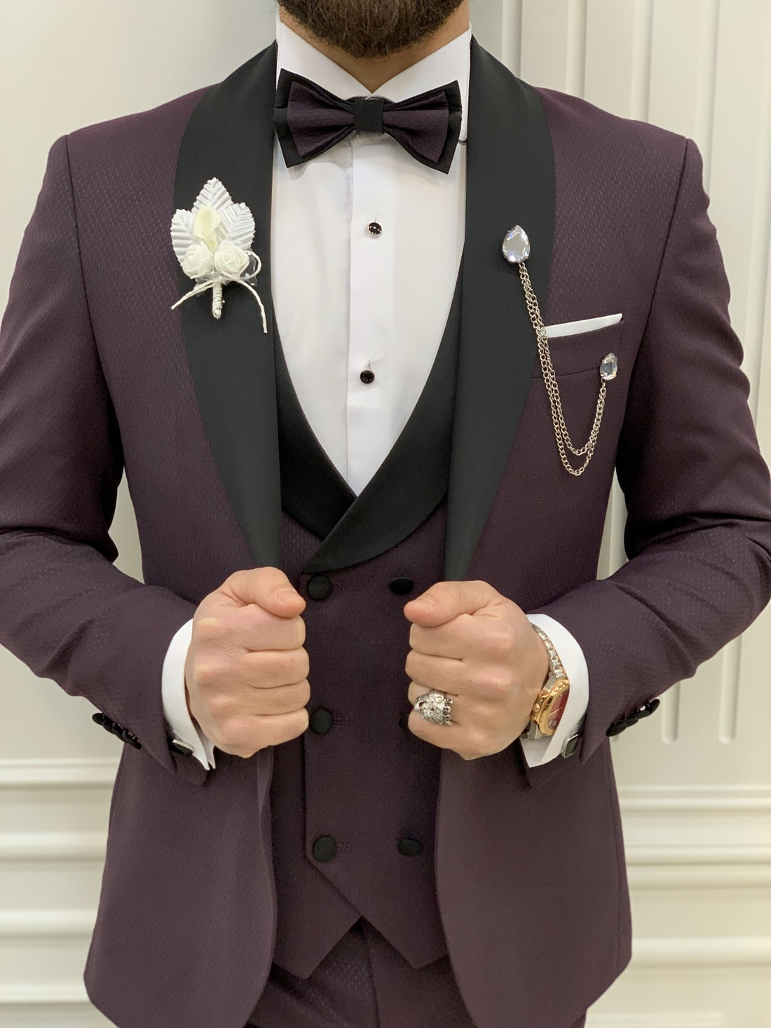 Dark Purple Shawl Collar Slim-Fit Italian Cut Tuxedo