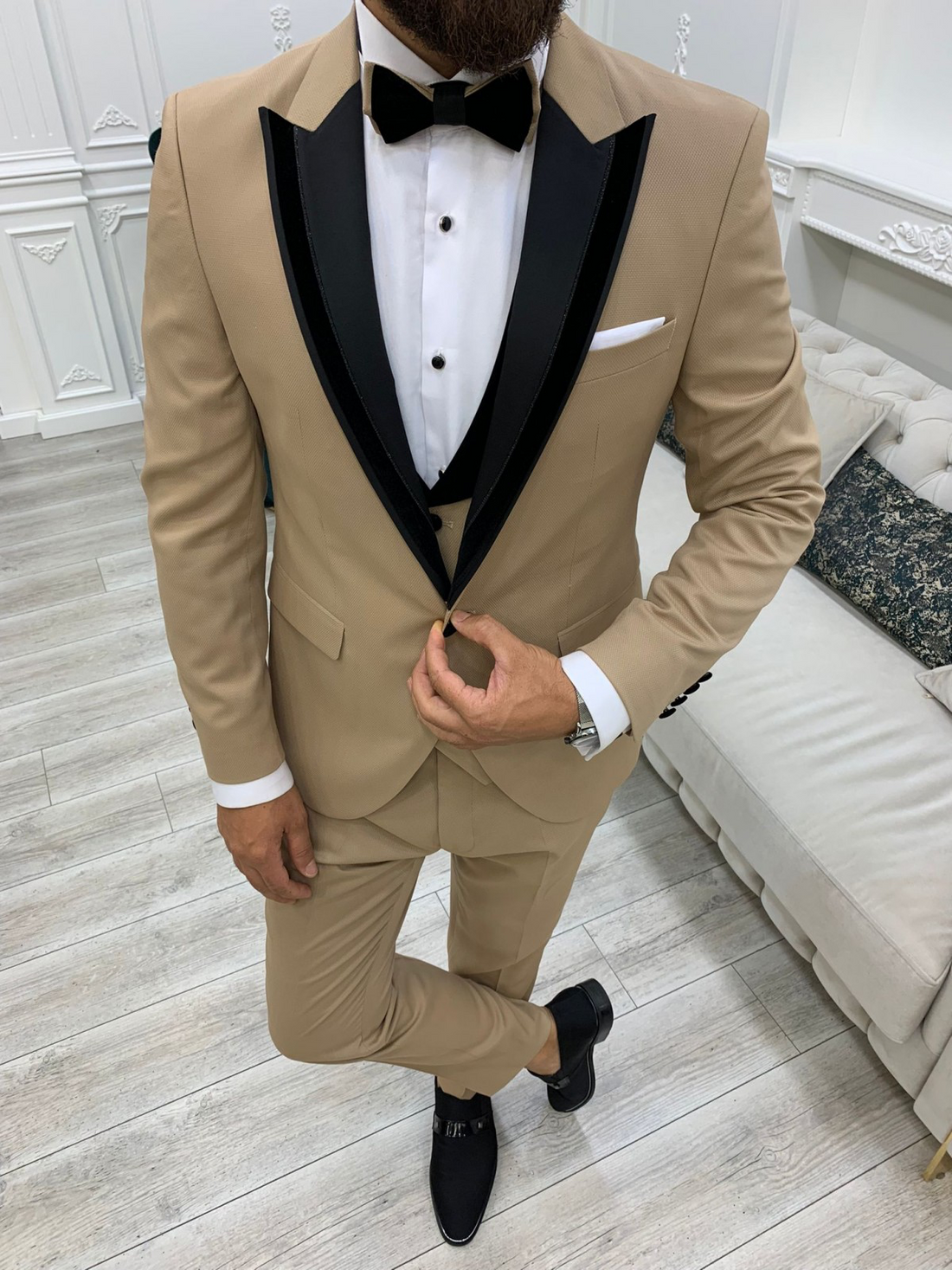 Cream Groom Slim-Fit Tuxedo