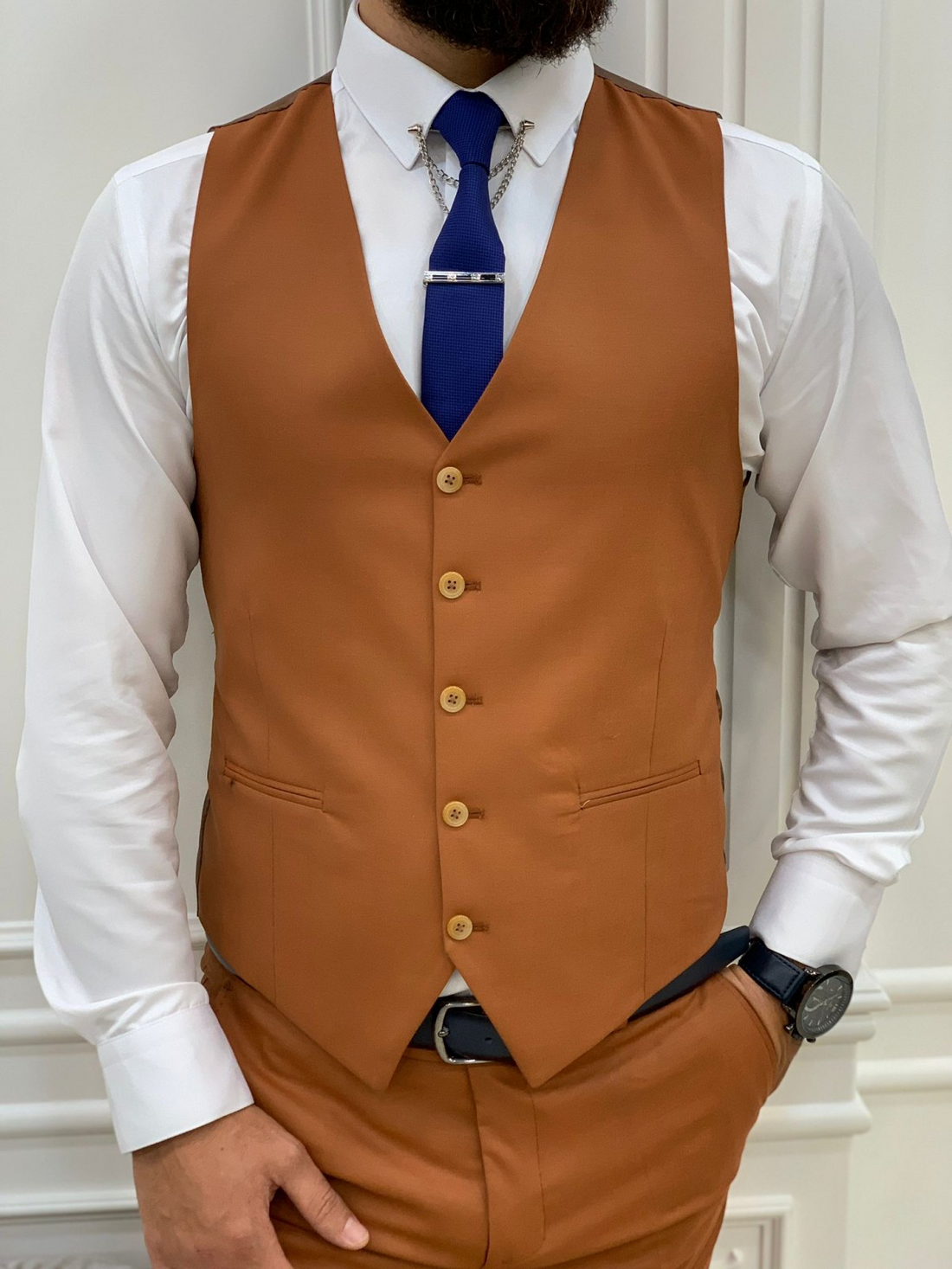 Tile Striped Slim-Fit Italian Cut Suit