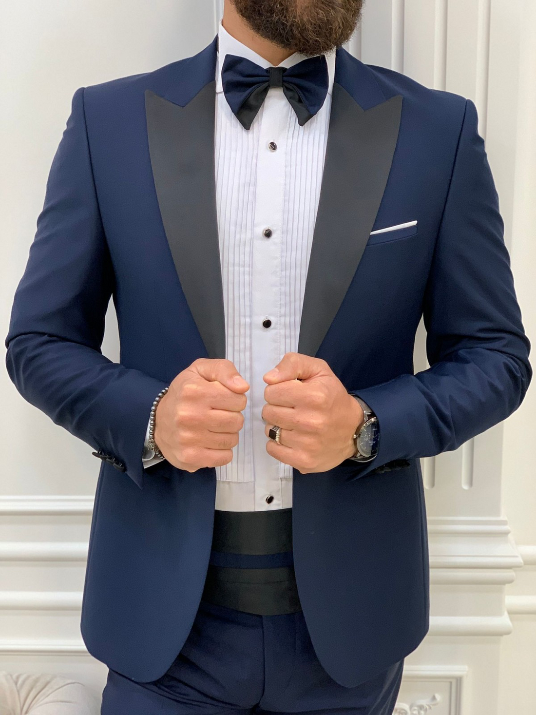 Navy Blue Groom Slim-Fit Italian Cut Tuxedo