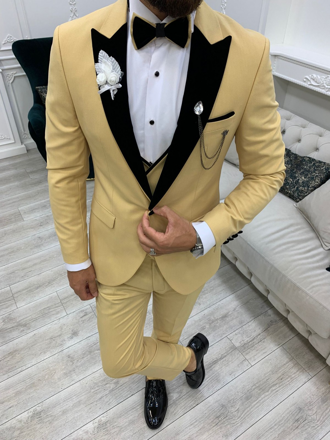 Yellow Groom Slim-Fit Tuxedo