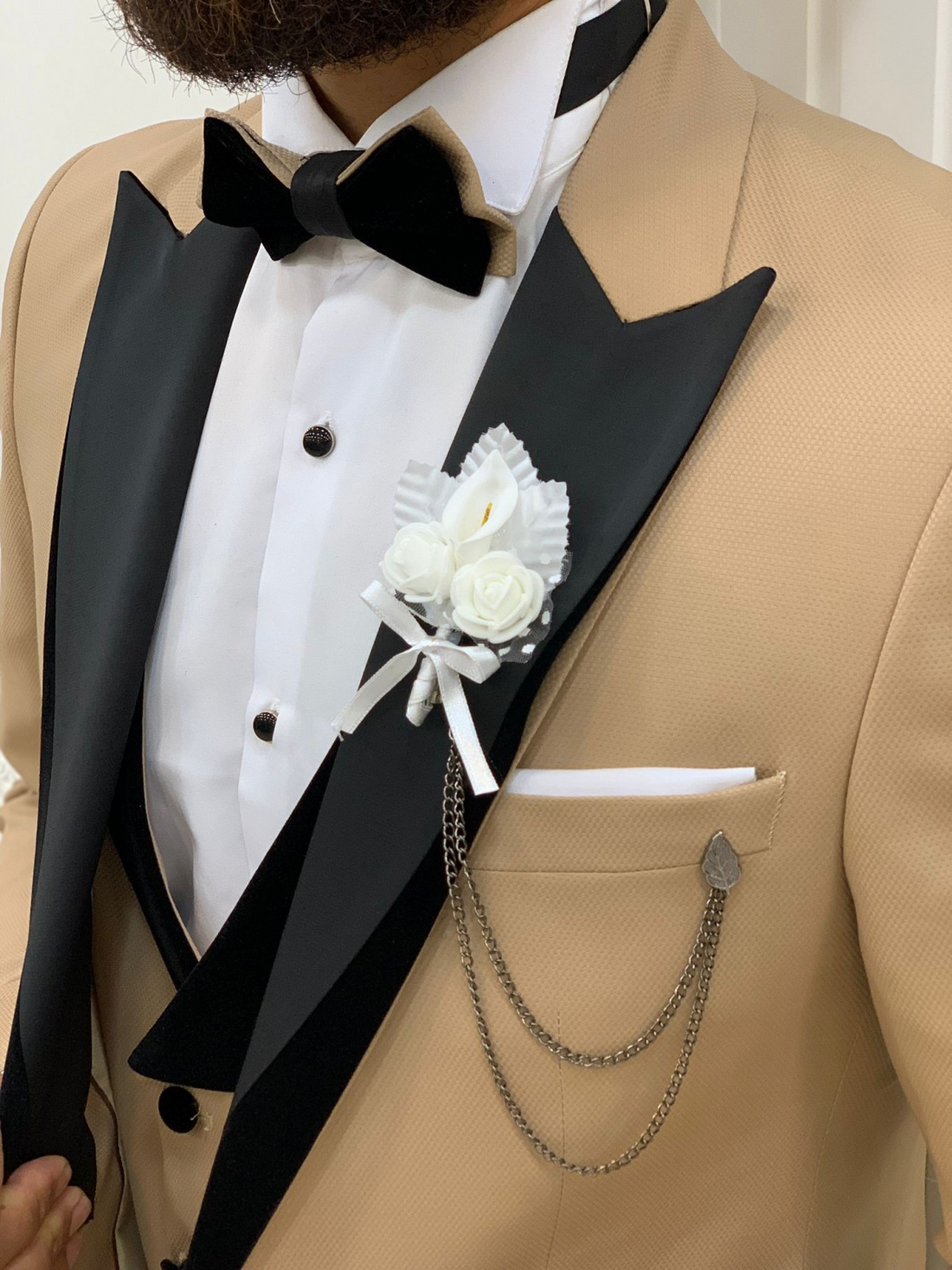 Cream Groom Slim-Fit Tuxedo