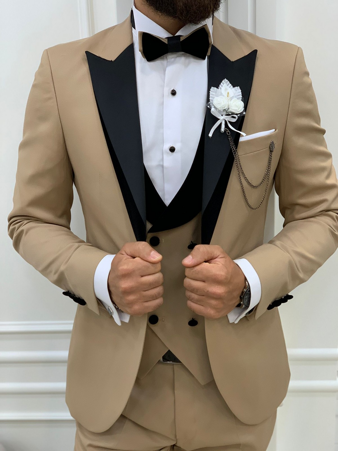 Cream Groom Slim-Fit Tuxedo