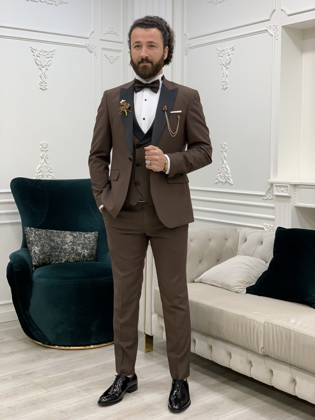 Bitter Brown Dovetail Slim-Fit Italian Cut Tuxedo