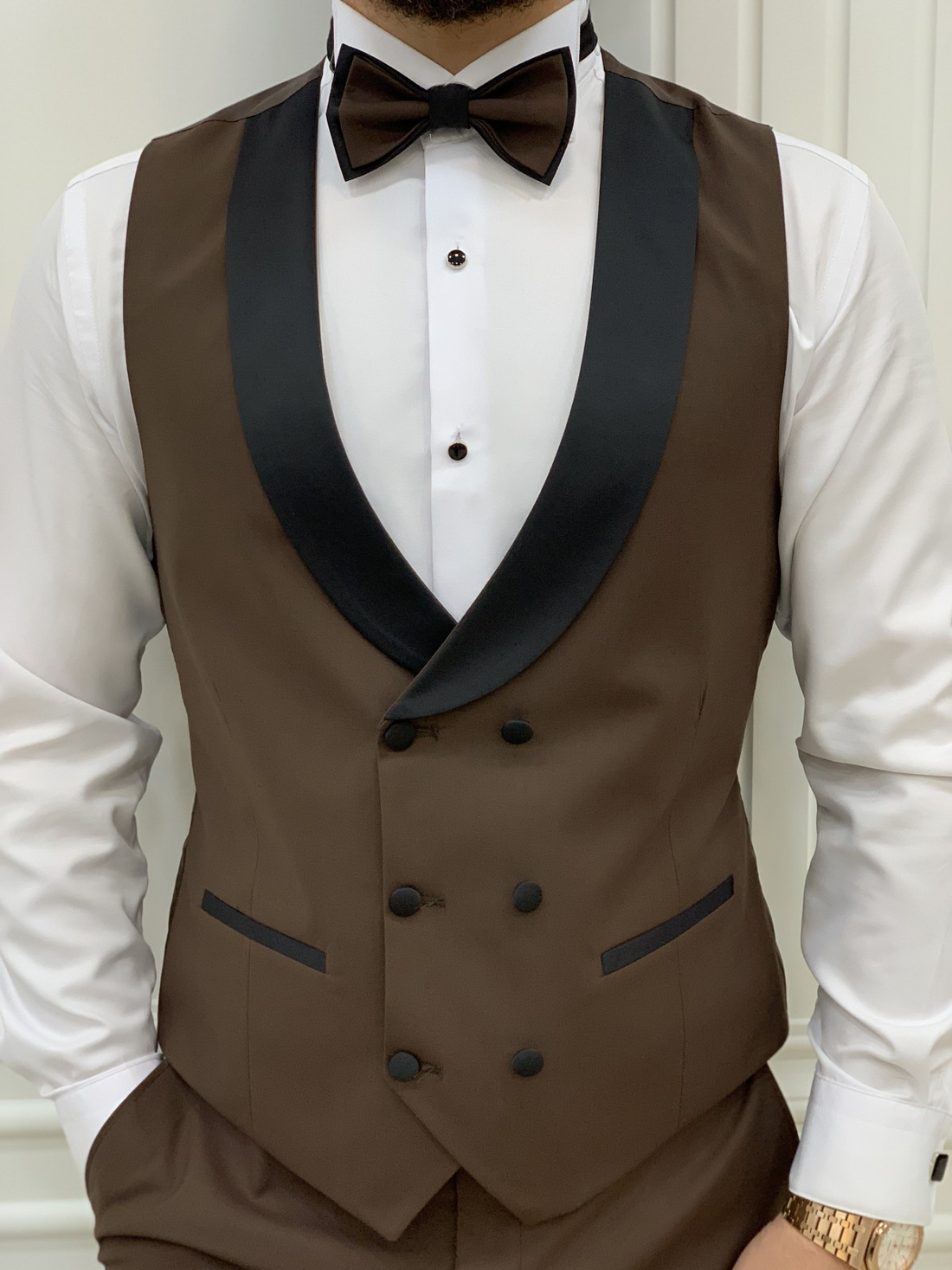 Bitter Brown Dovetail Slim-Fit Italian Cut Tuxedo