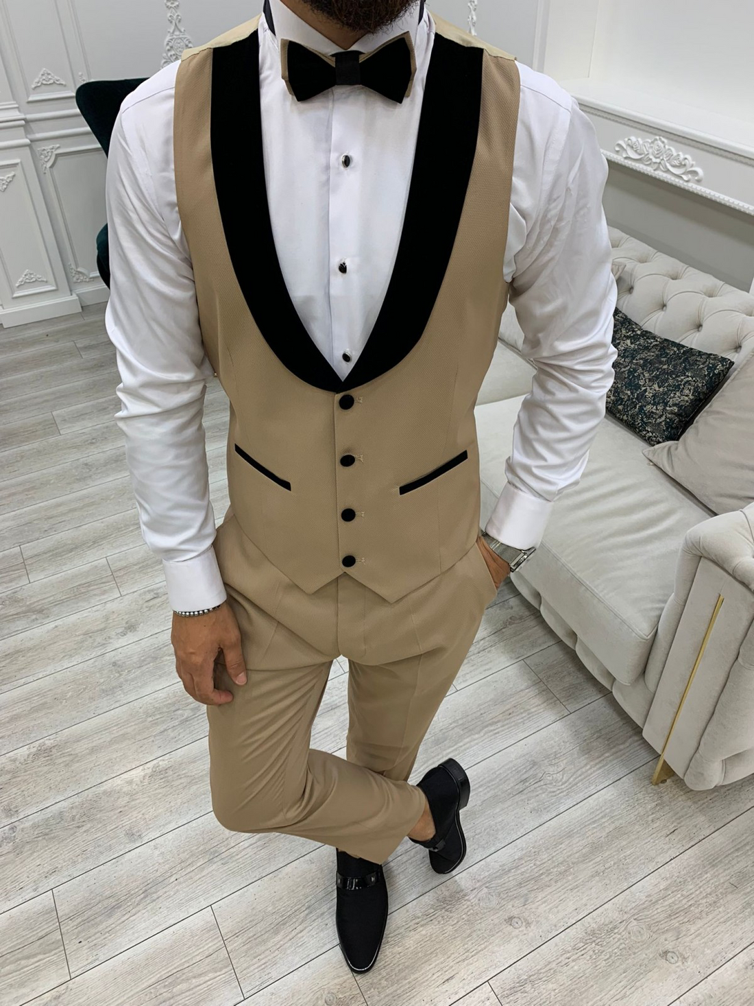 Cream Groom Slim-Fit Tuxedo