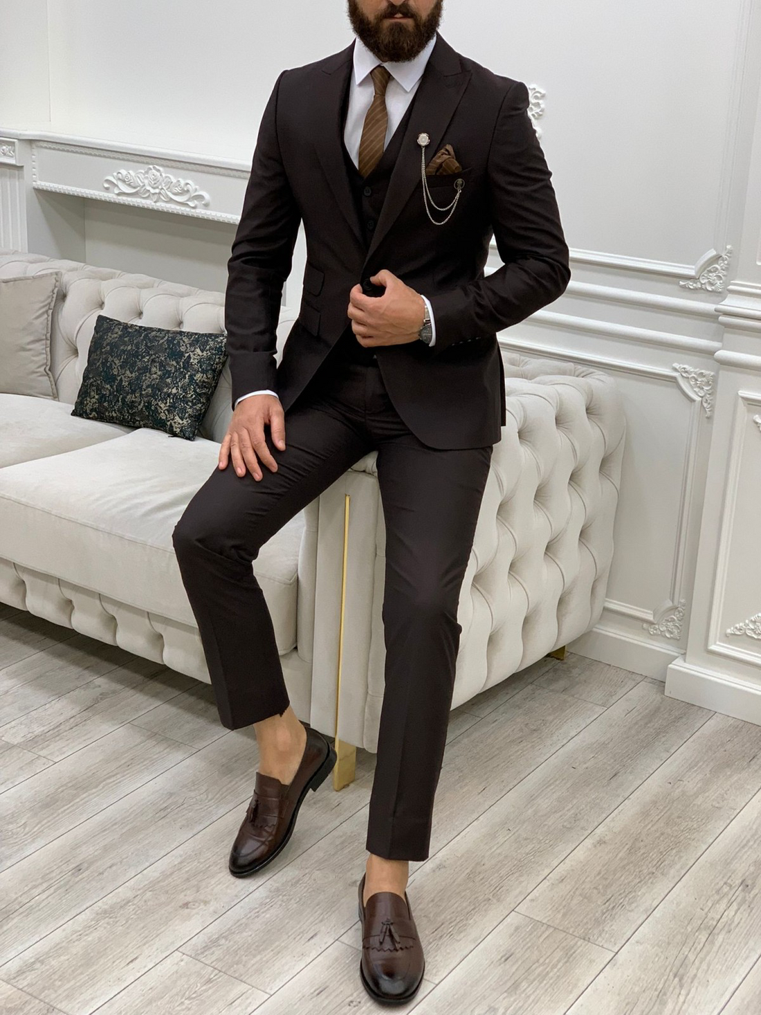 Brown Slim-Fit Italian Cut Suit