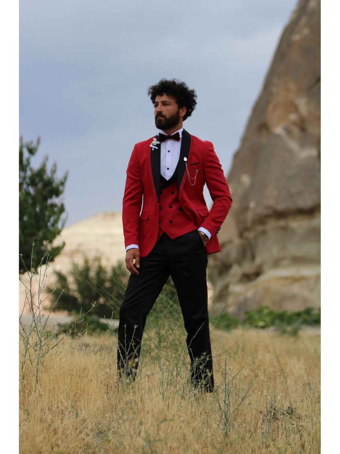 Red Striped Slim-Fit Tuxedo