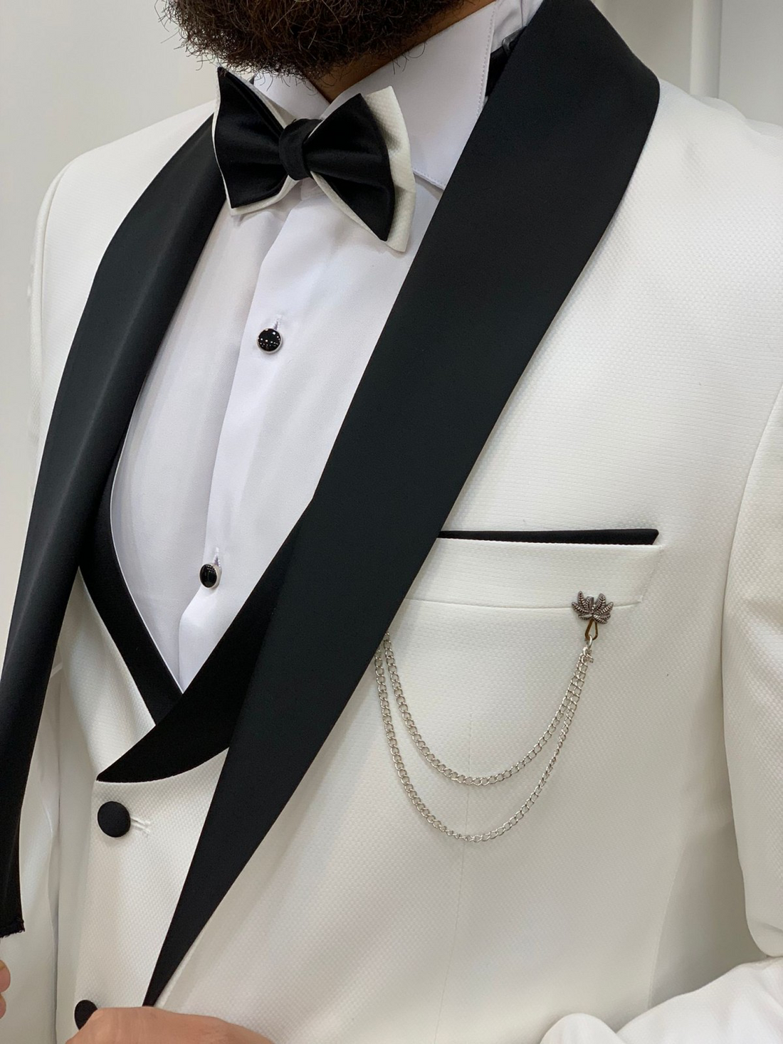 White Groom Slim-Fit Italian Cut Tuxedo