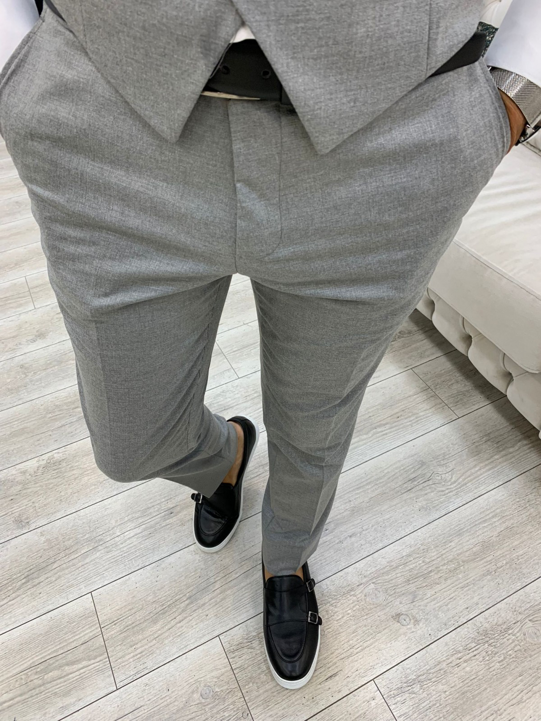 Grey Plaid Slim-Fit Italian Cut Suit