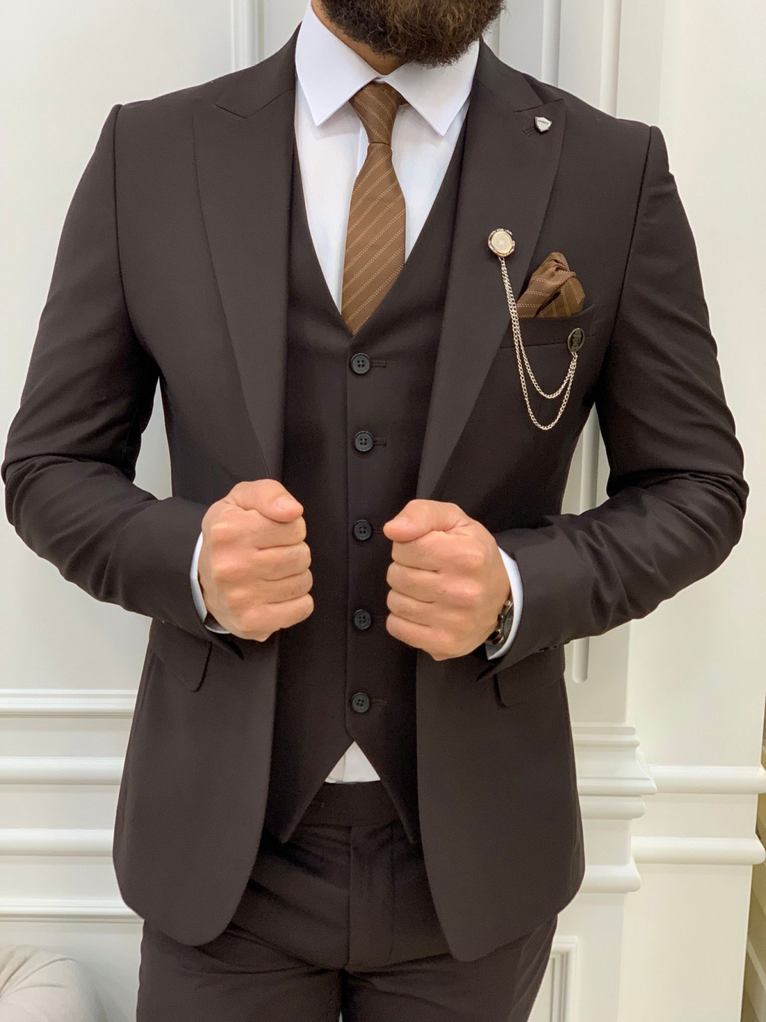 Brown Slim-Fit Italian Cut Suit