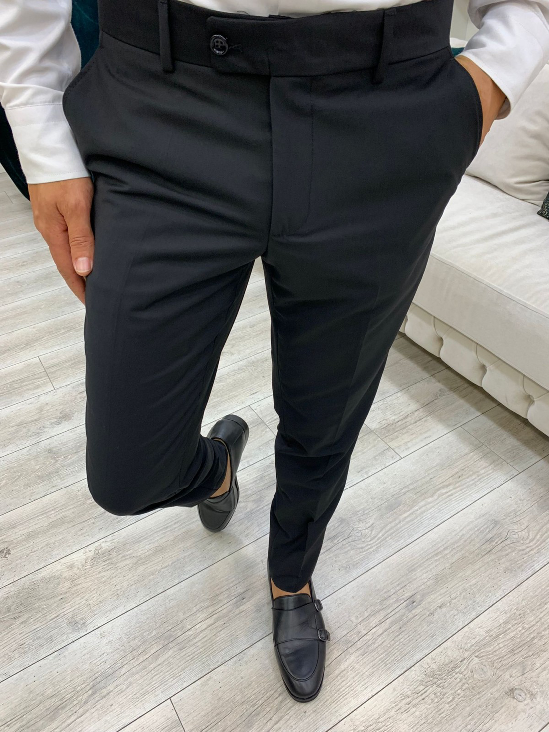 Black Slim-Fit Italian Cut Double Breasted Suit