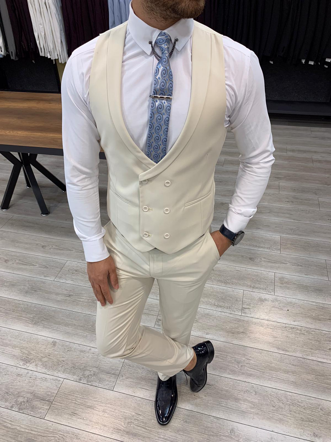 Cream Slim-Fit Italian Cut Suit