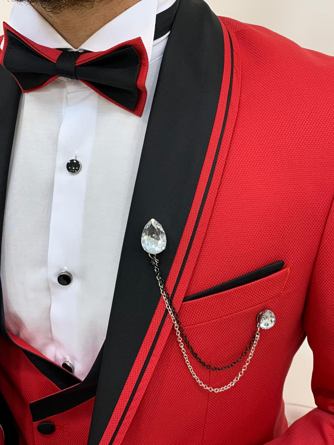 Red Slim-Fit Italian Cut Tuxedo