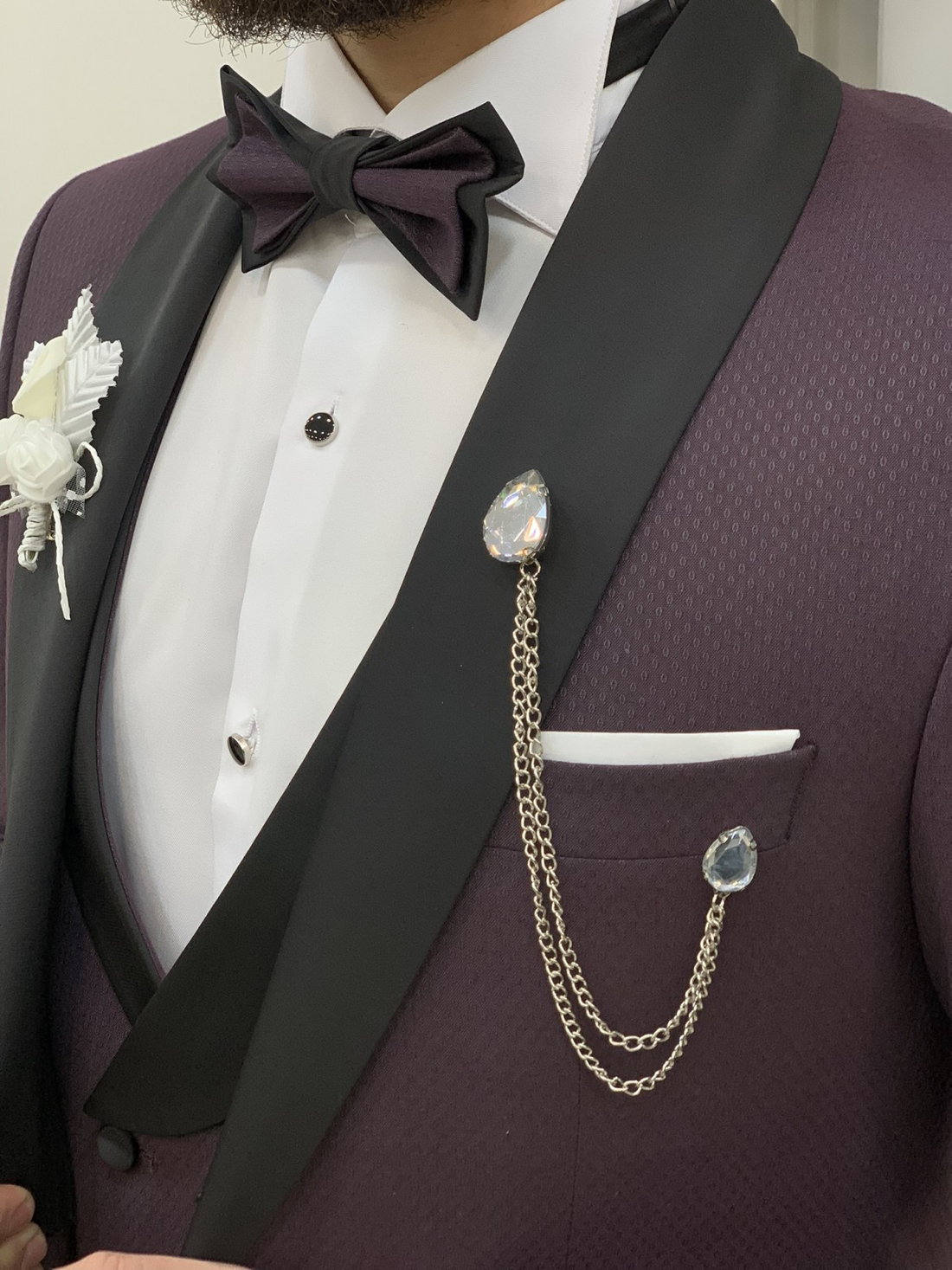 Dark Purple Shawl Collar Slim-Fit Italian Cut Tuxedo