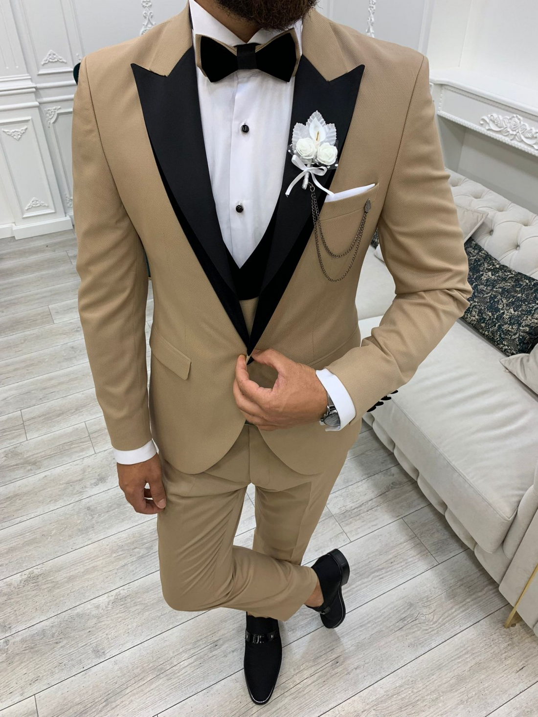 Cream Groom Slim-Fit Tuxedo