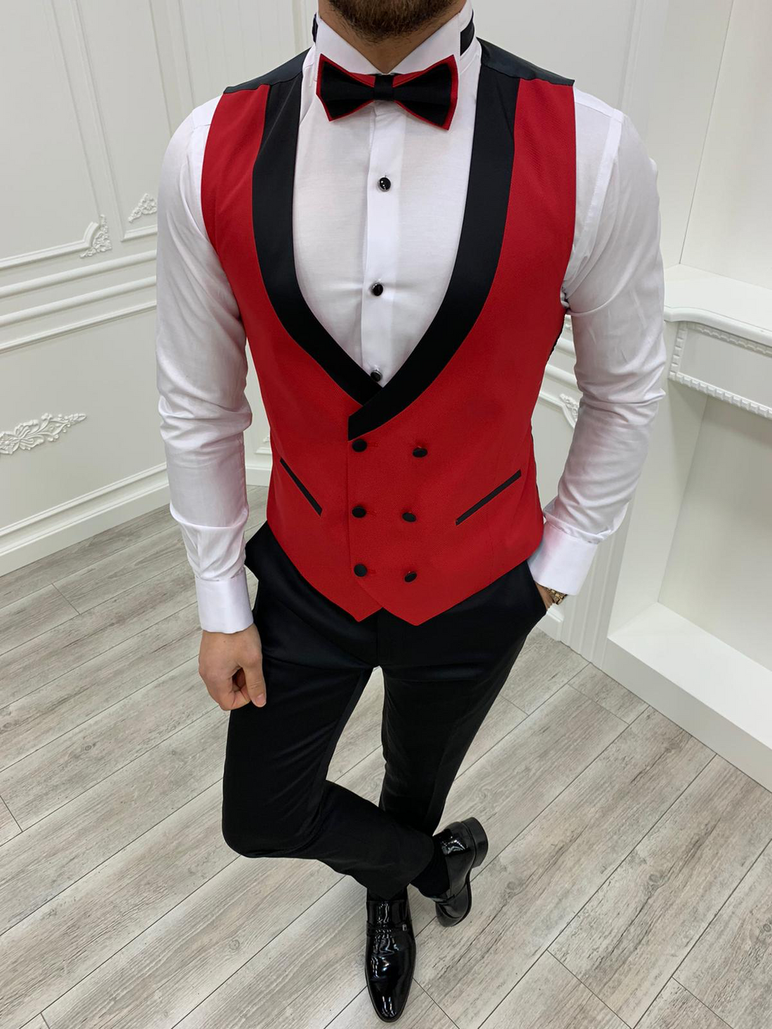 Red Slim-Fit Italian Cut Tuxedo