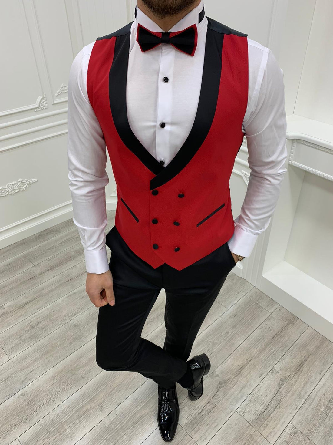 Red Striped Slim-Fit Tuxedo