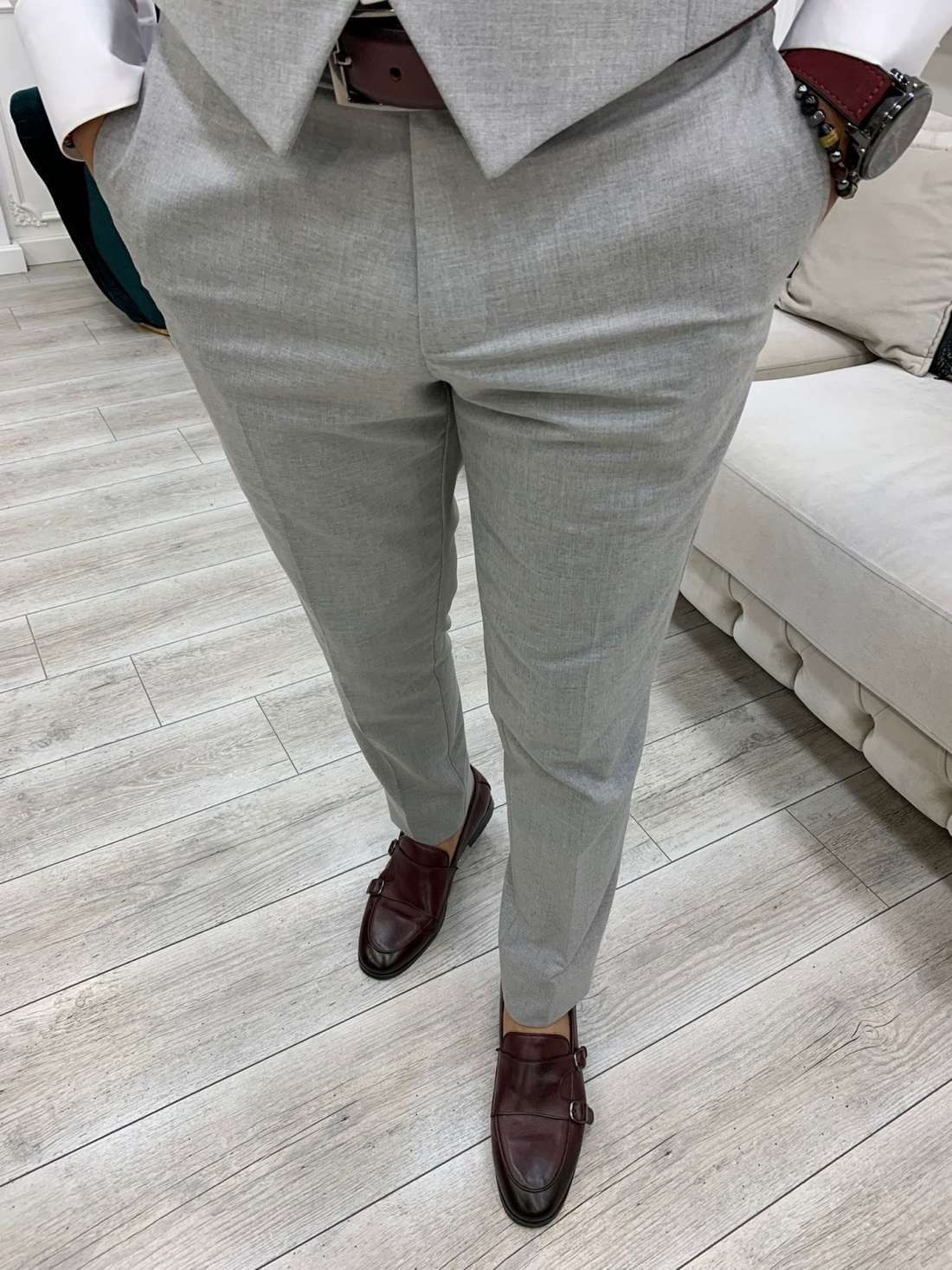 Grey Striped Slim-Fit Italian Cut Suit